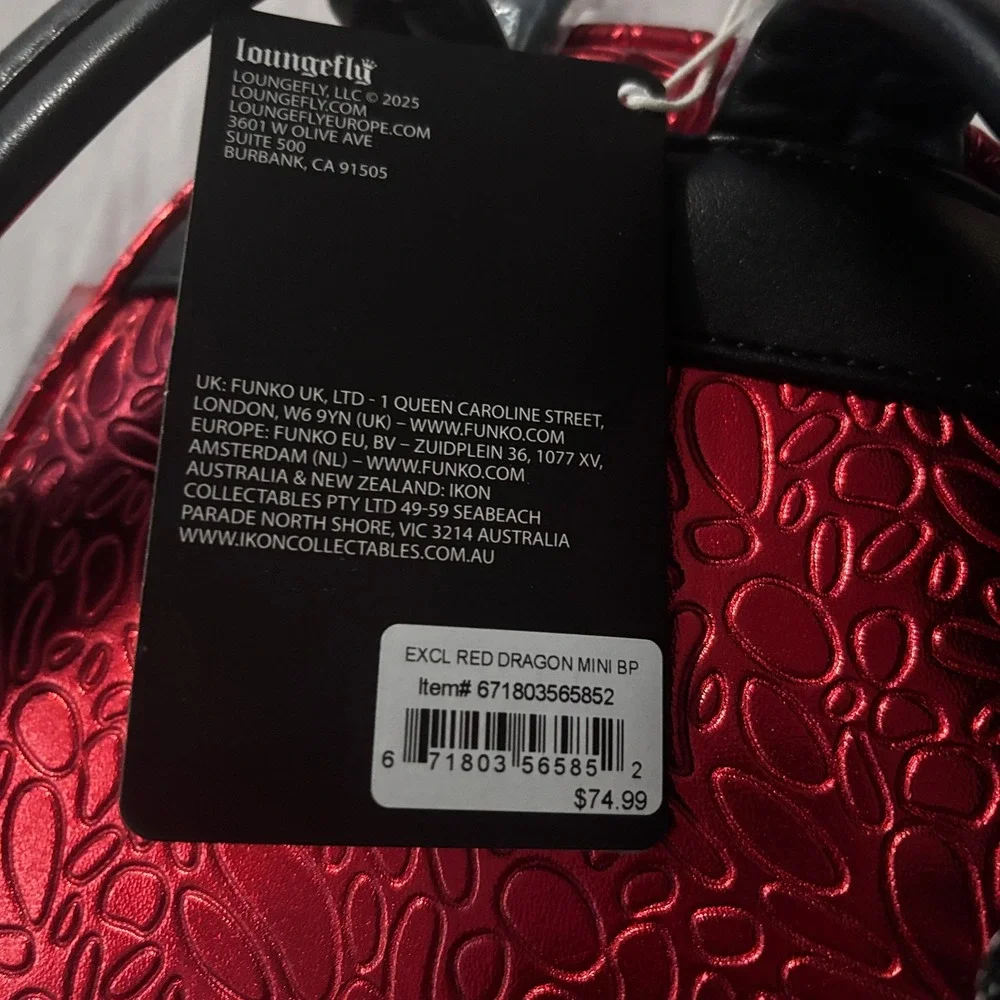 Loungefly Red Dragon Backpack BAM Exclusive Fire Breathing Metallic Mini NWT